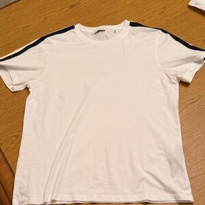 Sandro White Tee with side enbroidered stripes